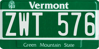 VT license plate ZWT576