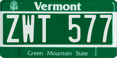 VT license plate ZWT577