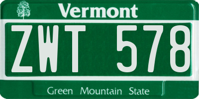 VT license plate ZWT578