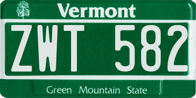 VT license plate ZWT582