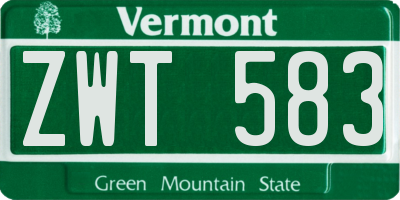 VT license plate ZWT583