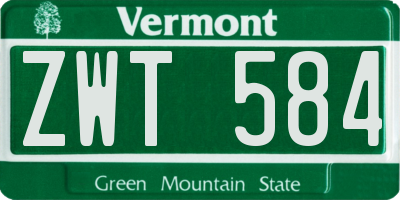 VT license plate ZWT584