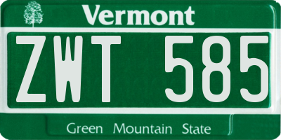 VT license plate ZWT585