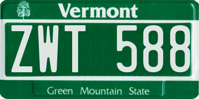 VT license plate ZWT588
