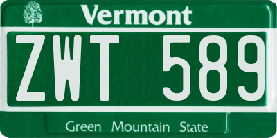 VT license plate ZWT589