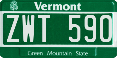 VT license plate ZWT590
