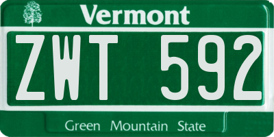 VT license plate ZWT592