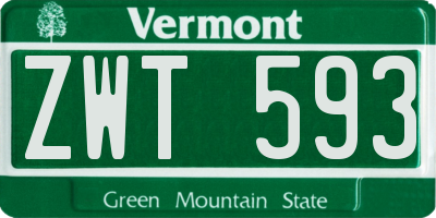 VT license plate ZWT593