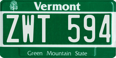 VT license plate ZWT594