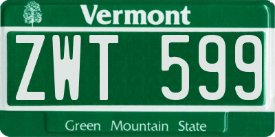 VT license plate ZWT599