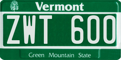 VT license plate ZWT600