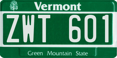 VT license plate ZWT601