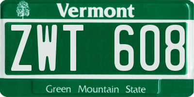 VT license plate ZWT608