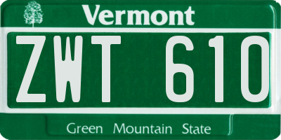VT license plate ZWT610