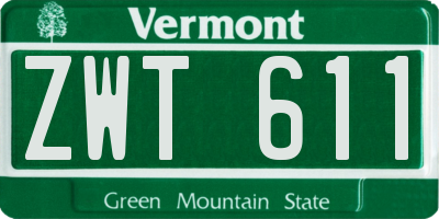 VT license plate ZWT611