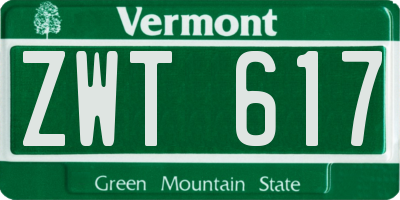 VT license plate ZWT617