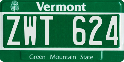 VT license plate ZWT624