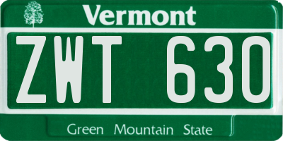 VT license plate ZWT630