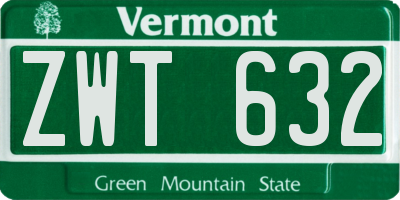 VT license plate ZWT632