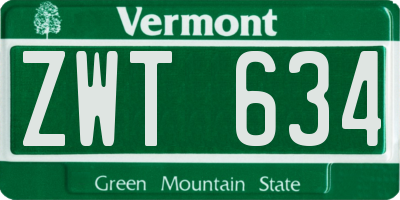 VT license plate ZWT634
