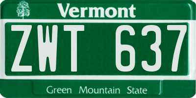 VT license plate ZWT637