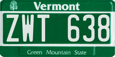 VT license plate ZWT638