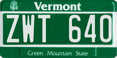 VT license plate ZWT640