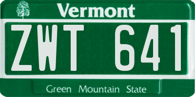 VT license plate ZWT641