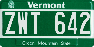 VT license plate ZWT642