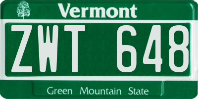 VT license plate ZWT648