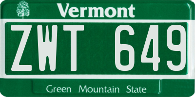 VT license plate ZWT649
