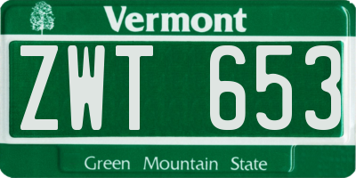 VT license plate ZWT653