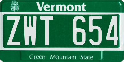 VT license plate ZWT654