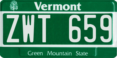 VT license plate ZWT659
