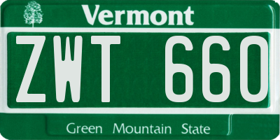 VT license plate ZWT660