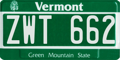 VT license plate ZWT662