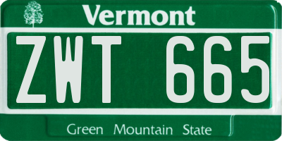VT license plate ZWT665