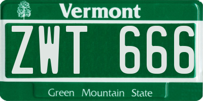 VT license plate ZWT666