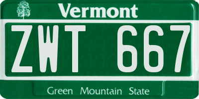 VT license plate ZWT667