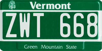 VT license plate ZWT668
