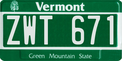 VT license plate ZWT671