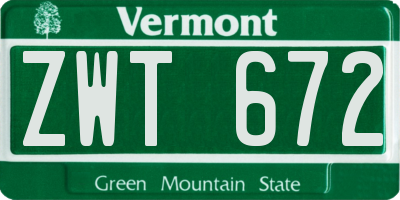 VT license plate ZWT672