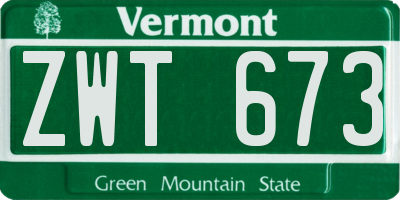 VT license plate ZWT673