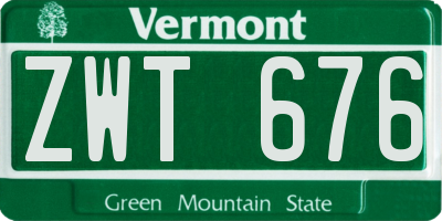 VT license plate ZWT676