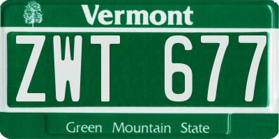 VT license plate ZWT677
