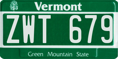 VT license plate ZWT679