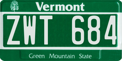 VT license plate ZWT684