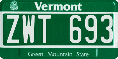 VT license plate ZWT693