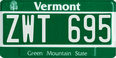 VT license plate ZWT695