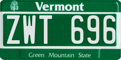 VT license plate ZWT696